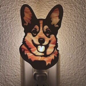 Corgi Dog Night Light Wooden Laser Cut Handmade Illuminated Decor